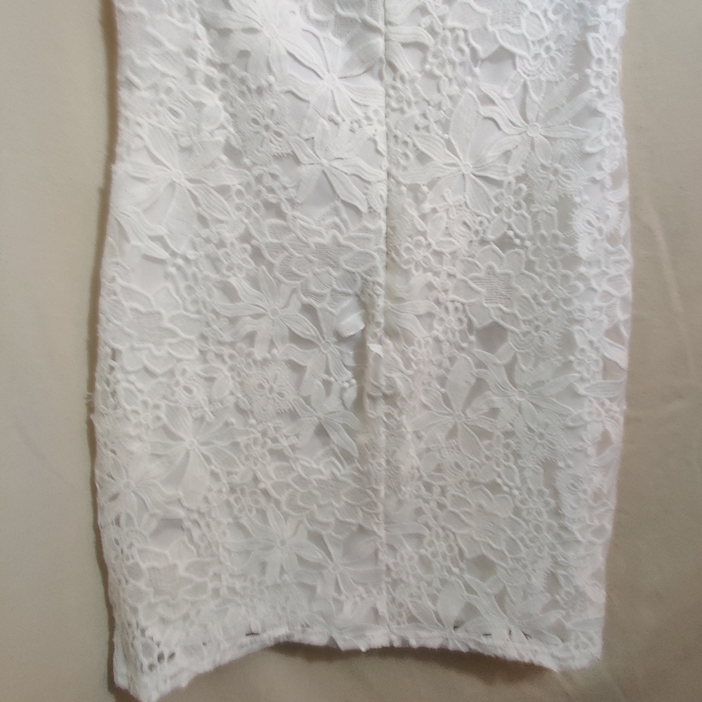 FOREVER 21 NWT Cream Knit Multicolor Floral Embroidered Off The Shoulder Dress L - Picture 11 of 16